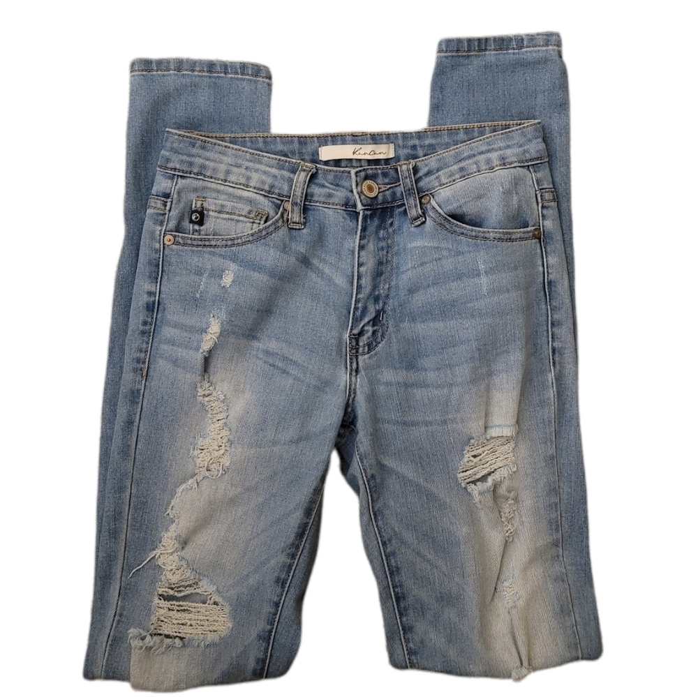 KanCan Light Wash Distressed Ripped Skinny Jeans 25